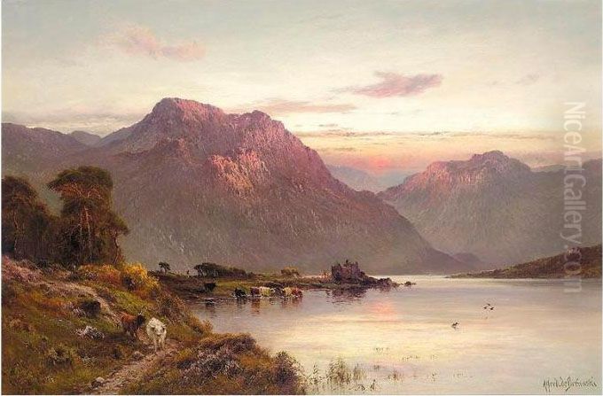 The Departing Day, The River Teith Oil Painting by Alfred de Breanski