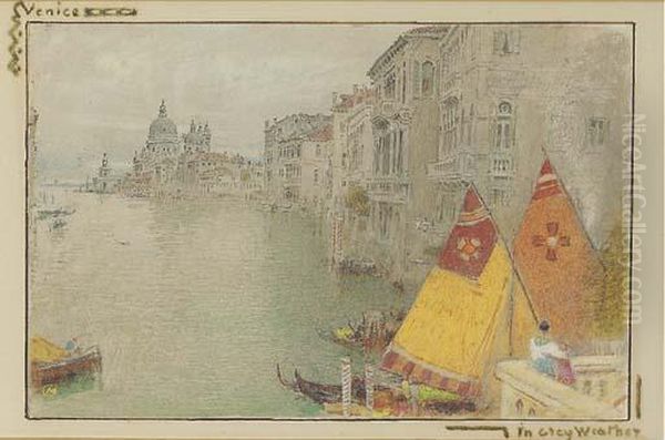 Venice In Grey Weather Oil Painting by Albert Goodwin