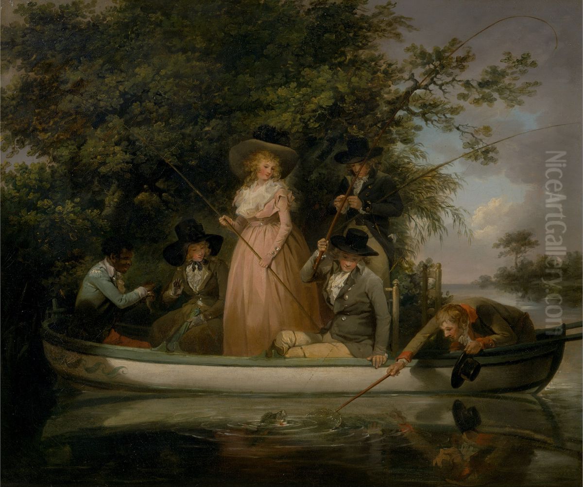 A Party Angling Oil Painting by George Morland