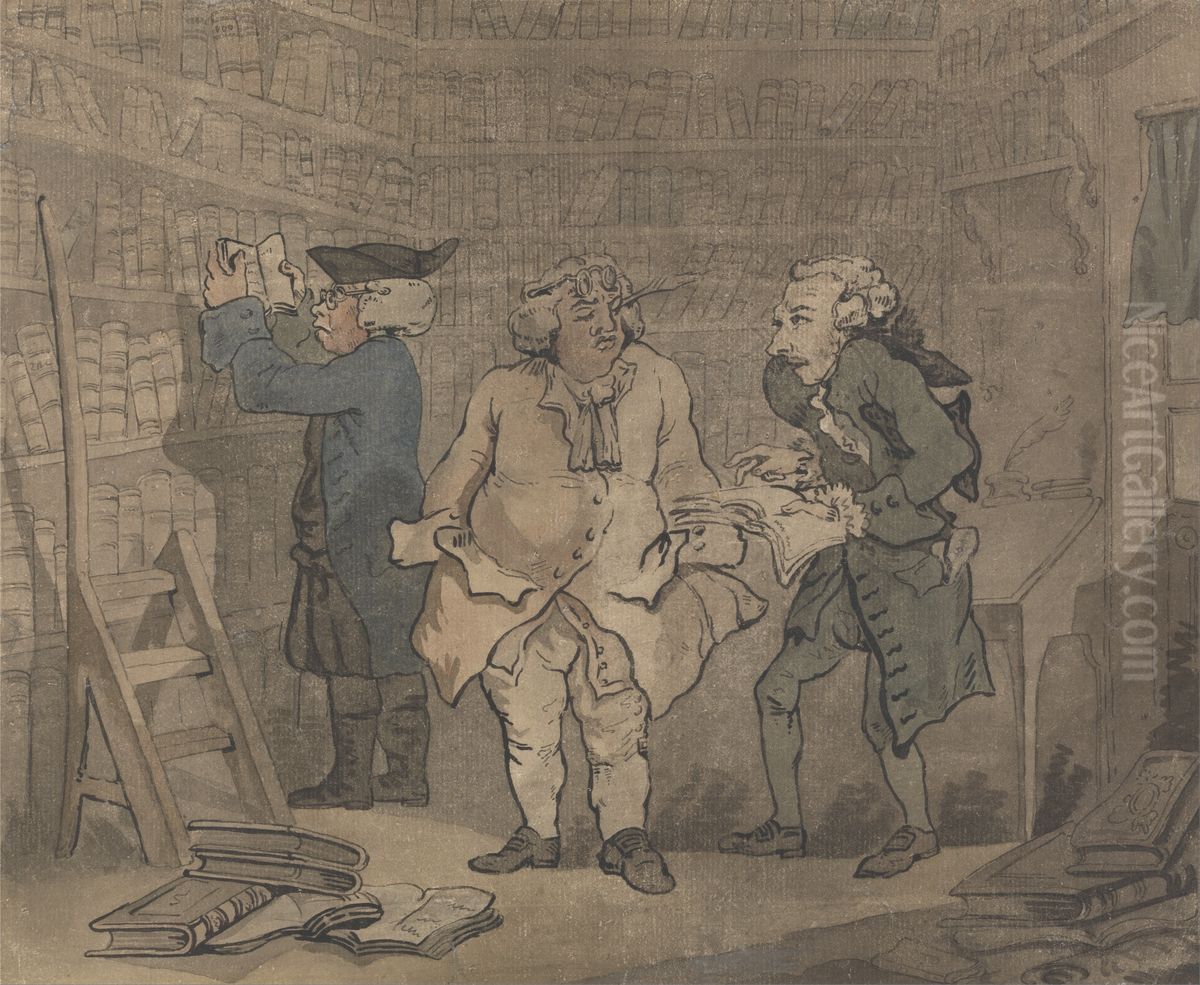 Bookseller And Author Oil Painting by Thomas Rowlandson