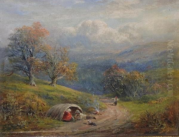 Gypsies In The Lane Oil Painting by George Turner