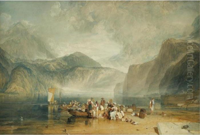 Lake Of Lucerne, From The 
Landing Place At Fleulen, Looking Towards Bauen And Tell's Chapel, 
Switzerland Oil Painting by Joseph Mallord William Turner