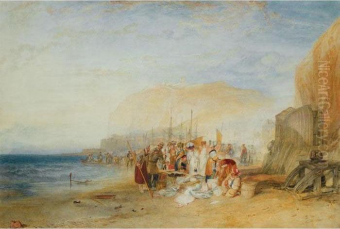 Hastings: Fish Market On The Sands, Early Morning Oil Painting by Joseph Mallord William Turner