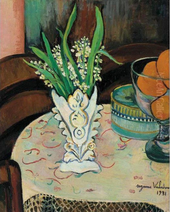Bouquet De Muguet Dans Un Vase Oil Painting by Suzanne Valadon