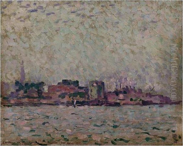 Brume Matinale Sur Le Port De Veere (la Hollande) Oil Painting by Theo van Rysselberghe