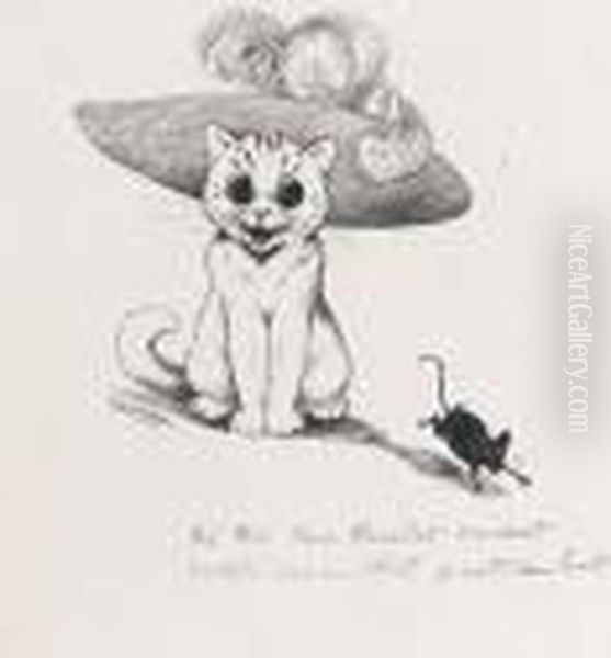 The Picture Hat Cat Oil Painting by Louis Wain