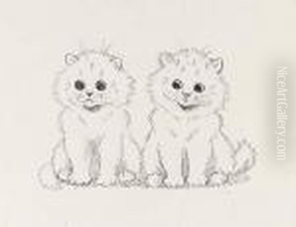 Wide-eyed Kittens Oil Painting by Louis Wain