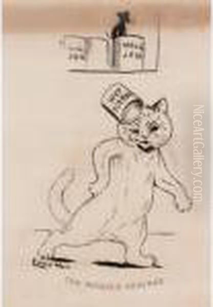The Mouses Revenge; Snowballing Oil Painting by Louis Wain