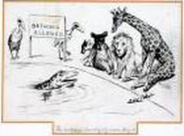 Bathing Allowed Oil Painting by Louis Wain