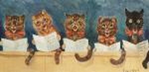 Come Birdie Come Oil Painting by Louis Wain