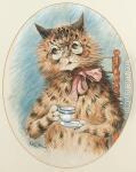 A Cup Of Tea Oil Painting by Louis Wain