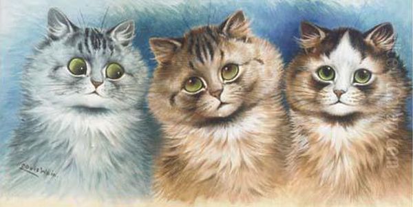 Three's A Company Oil Painting by Louis Wain