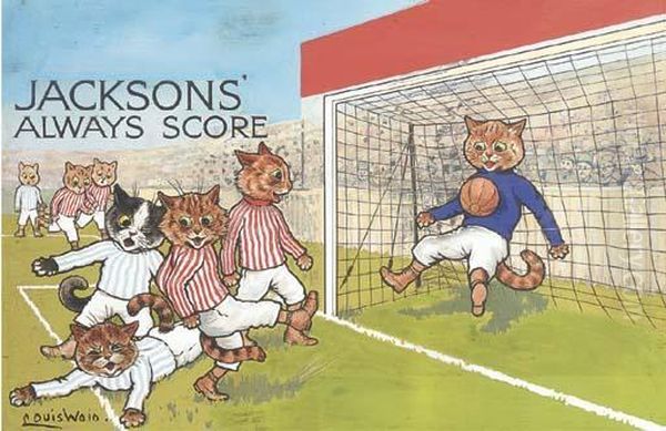 The Football Players Oil Painting by Louis Wain