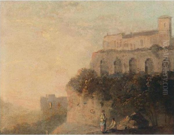 Vue De La Campagne Romaine Oil Painting by Richard Wilson