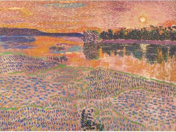 Sunset On The Dniepr Oil Painting by Vladimir Baranoff-Rossine