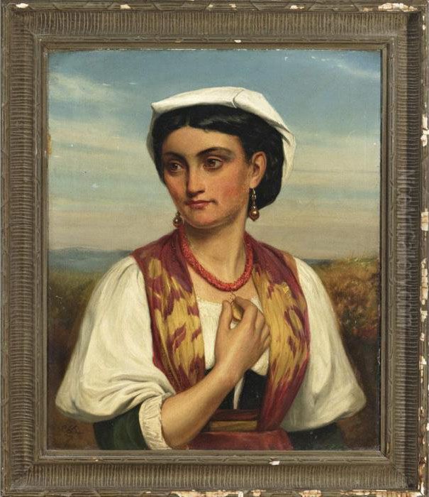 A Country Girl Oil Painting by Charles Sillem Lidderdale