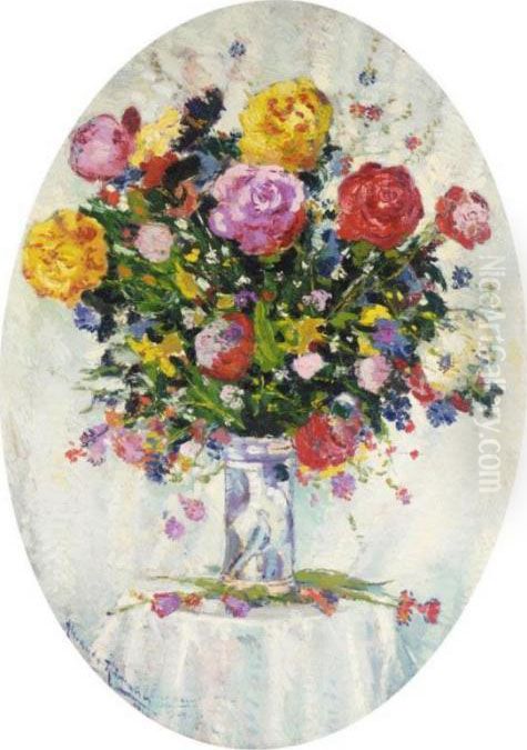 Still Life Of Flowers Oil Painting by Alexander Altmann