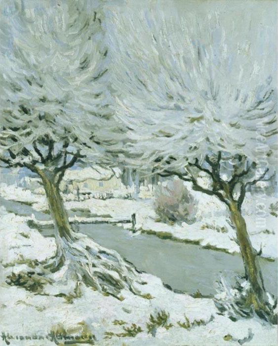 Forest In Winter Oil Painting by Alexander Altmann