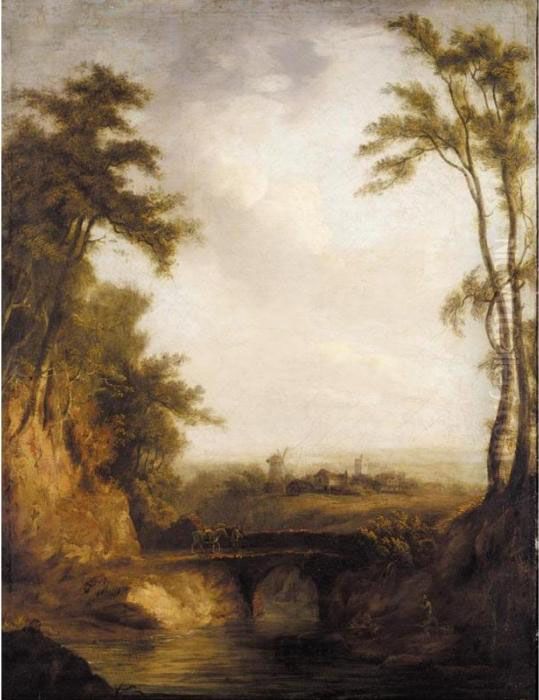 The Woodland Bridge Oil Painting by Thomas Barker of Bath