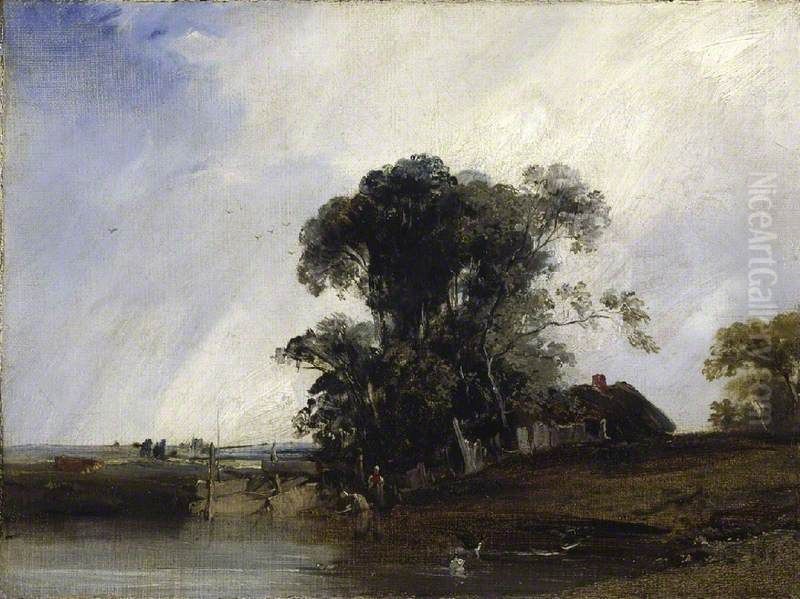 Landscape With A Pond Oil Painting by Richard Parkes Bonington