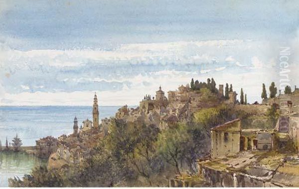 On The Italian Coast Oil Painting by Gabriele Carelli