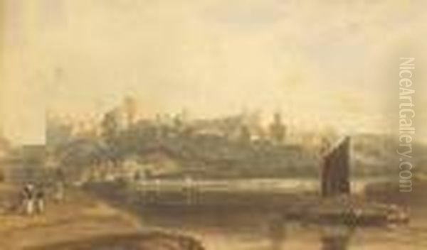 Berkshire.-[daniell (william)] 
Windsor From Eton; Windsor Castle From Brocas Meadow; Long Walk, Windsor
 Park Oil Painting by William Daniell RA