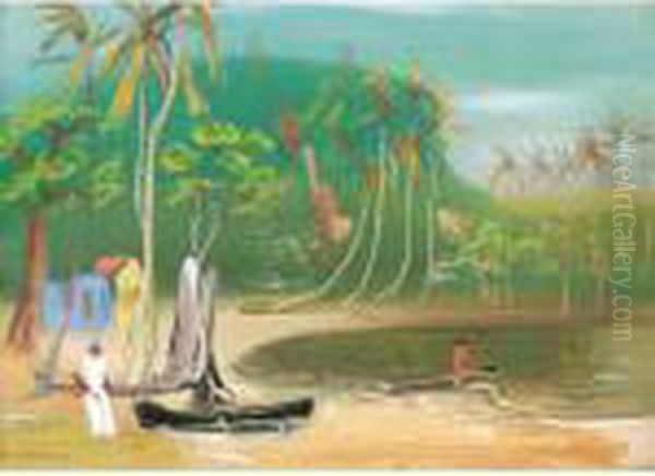 View Over The Lagoon Oil Painting by Boris Dmitrievich Grigoriev