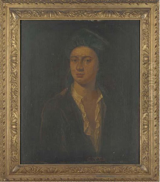 Portrait Of A Gentleman, 
Traditionally Identified As John Gay,half-length, In A Green Jacket, 
Green Cap, And White Shirt Oil Painting by William Hogarth