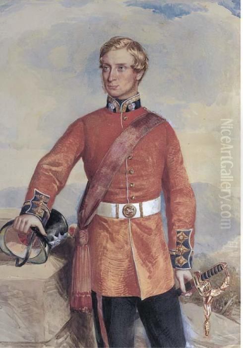 Portrait Of A Colonel In The 
Coldstream Guards, Three-quarter-length, Standing In A Mountainous 
Landscape Oil Painting by John Hoppner