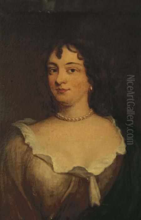 Portrait Of Dorothea Conway 
(d.1676), Wife Of Sir George Rawdon,bust-length, In A Brown Dress And 
Turquoise Wrap Oil Painting by Sir Godfrey Kneller