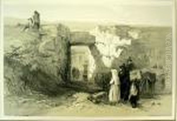 Ancient Gate Of Alatari Oil Painting by Edward Lear