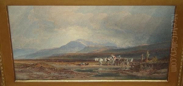 'peat Gatherers Near Loch 
Rannoch, Perthshire', Signed And Dated 'w.l. Leitch 1876', Titled On 
Label Verso Oil Painting by William Leighton Leitch