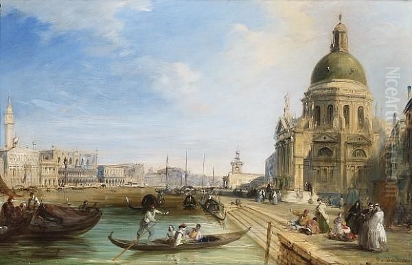 The Grand Canal With The Temple 
Of Santa Maria, Looking Towards The Orologio And Palazzo Ducale Oil Painting by Edward Pritchett