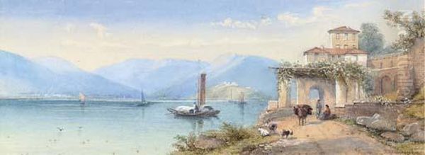 A Peaceful Afternoon On The Italian Lakes Oil Painting by Thomas Miles Richardson