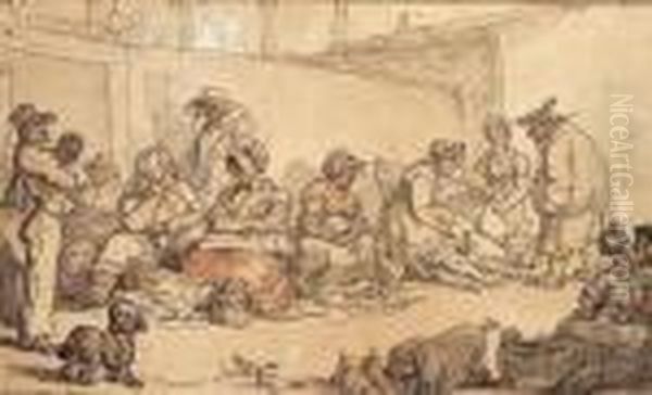 Plymouth Dock Oil Painting by Thomas Rowlandson