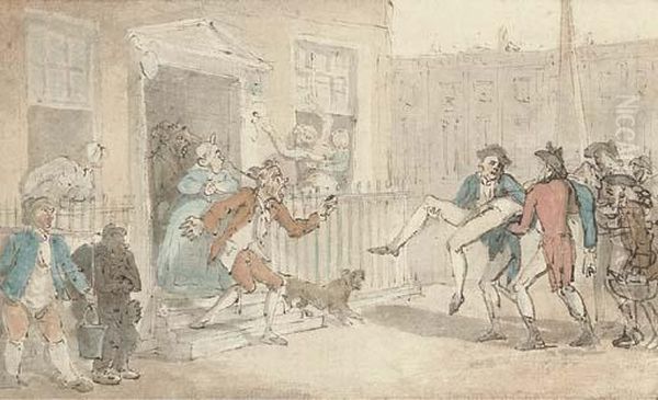 After The Duel Oil Painting by Thomas Rowlandson