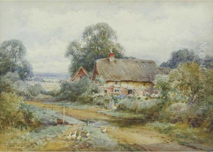 In A Bedfordshire Lane Oil Painting by Henry John Sylvester Stannard