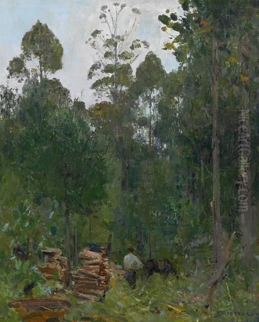 Timber Cutting, Longacres, Olinda Oil Painting by Arthur Streeton