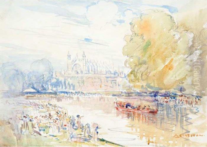 The King's Barge, Eton Oil Painting by Arthur Streeton