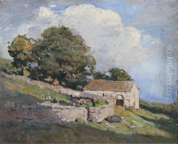 Poultry Yard (yorkshire) Oil Painting by Arthur Streeton