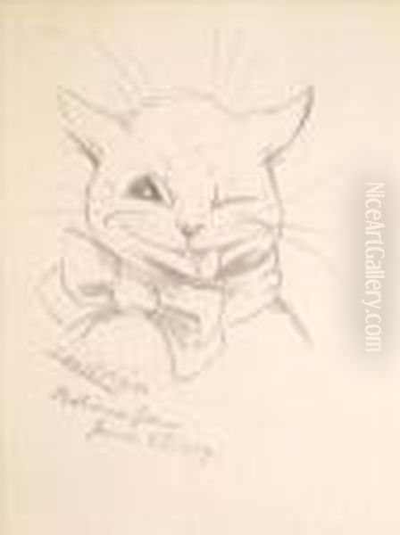 Three Sketches Of Catsone Oil Painting by Louis Wain