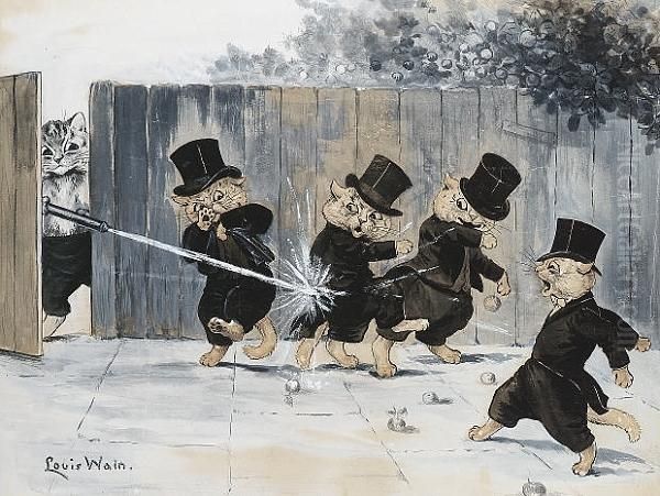 The Gardener's Revenge Oil Painting by Louis Wain