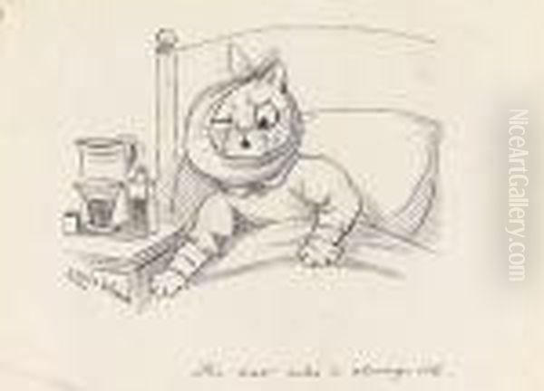 The Cat Who Is Always Ill Oil Painting by Louis Wain