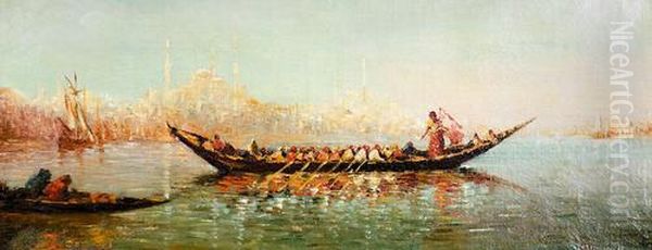 Prunkbarke Vor Konstantinopel. Oil Painting by Felix Ziem