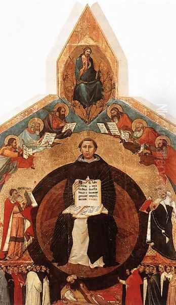 Triumph Of St Thomas And Allegory Of The Sciences Oil Painting by Andrea Bonaiuti da Da Firenze