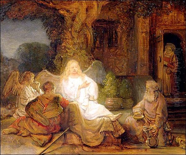 Abraham Serving the Three Angels Oil Painting by Harmenszoon van Rijn Rembrandt