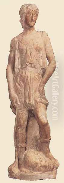 David of Casa Martelli Oil Painting by Donatello (Donato di Niccolo)