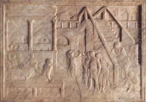 Herods' Banquet Oil Painting by Donatello (Donato di Niccolo)