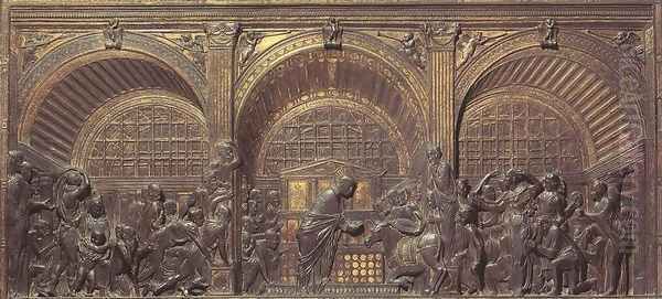 Miracle of the Ass Oil Painting by Donatello (Donato di Niccolo)