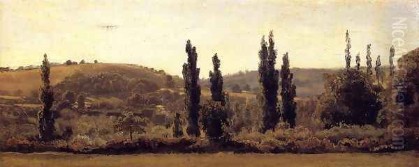 Landscape with Poplars Oil Painting by Theodore Rousseau